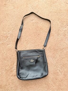 Coach Black Pebbled Leather Crossbody with Gold Logo